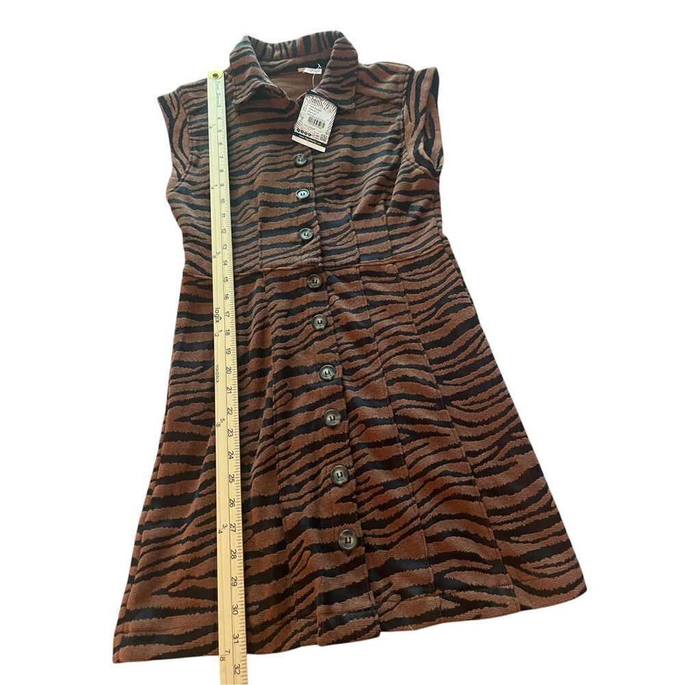 NWT Free People Tiger Print Sleeveless Button Front Dress Brown Size S P - Picture 4 of 14